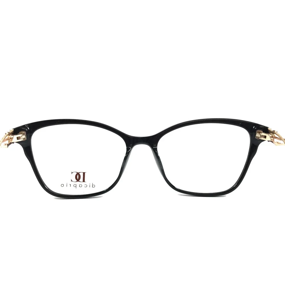 Dicaprio Eyeglasses Frames DC 361 Capri Black Gold Cat Eye Crystals 54-16-140